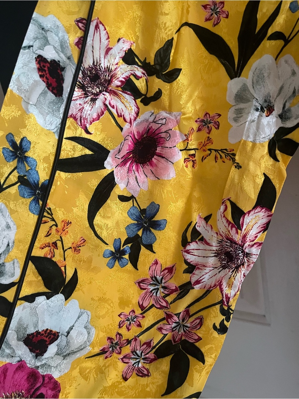 NWT Topshop Yellow Floral Wide-Leg satiny pant